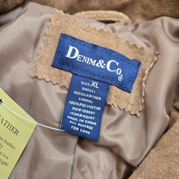 New Denim & Co Brown Leather Button Down Jacket Coat Western - Picture 7 of 8